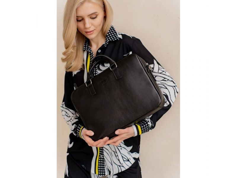 Кожаная деловая сумка Briefcase 2.0 черная, фото 8