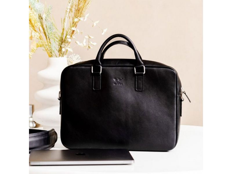 Кожаная деловая сумка Briefcase 2.0 черная, фото 9