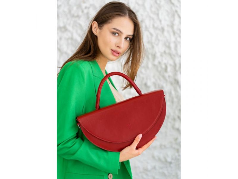 Женская кожаная сумка Сhris maxi красная, фото 1