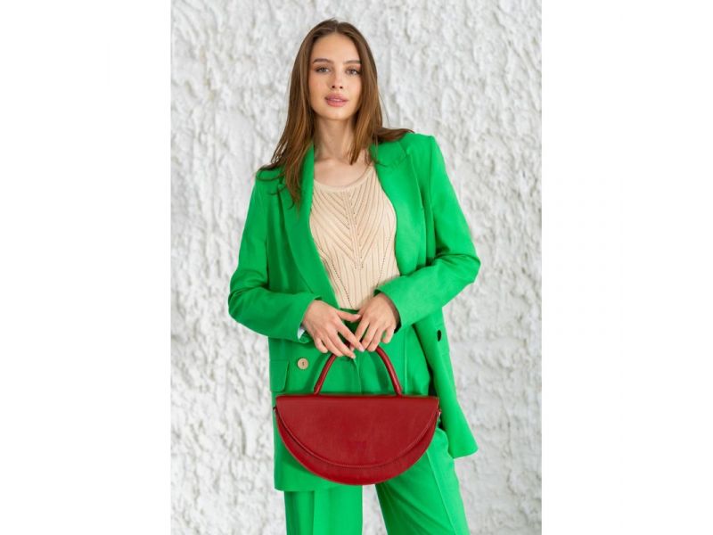 Женская кожаная сумка Сhris maxi красная, фото 3