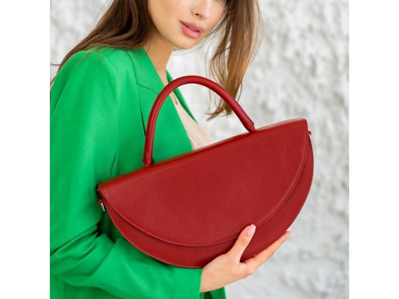 Женская кожаная сумка Сhris maxi красная, фото 5