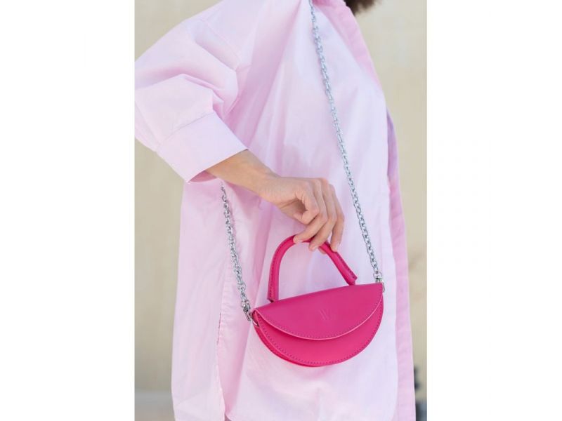 Женская кожаная мини-сумка Сhris micro фуксия, фото 3