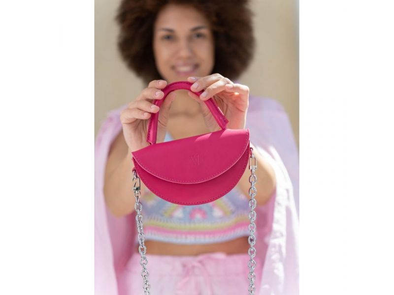 Женская кожаная мини-сумка Сhris micro фуксия, фото 4