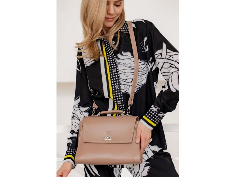 Женская кожаная сумка Classic карамель краст, фото 4