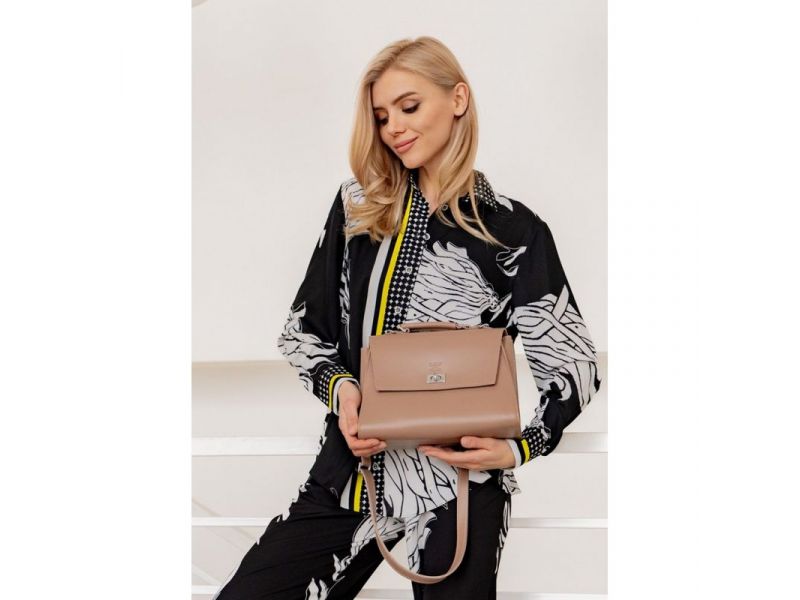 Женская кожаная сумка Classic карамель краст, фото 5