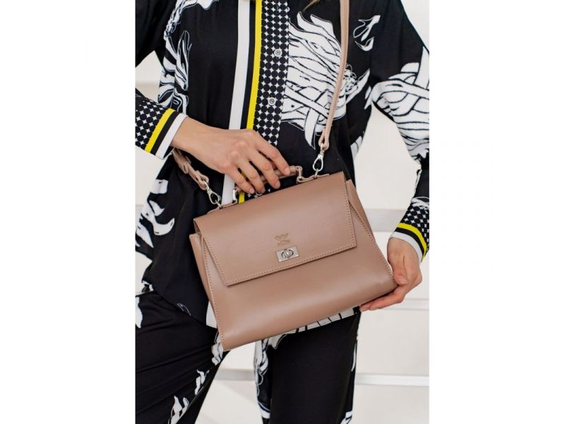 Женская кожаная сумка Classic карамель краст, фото 6