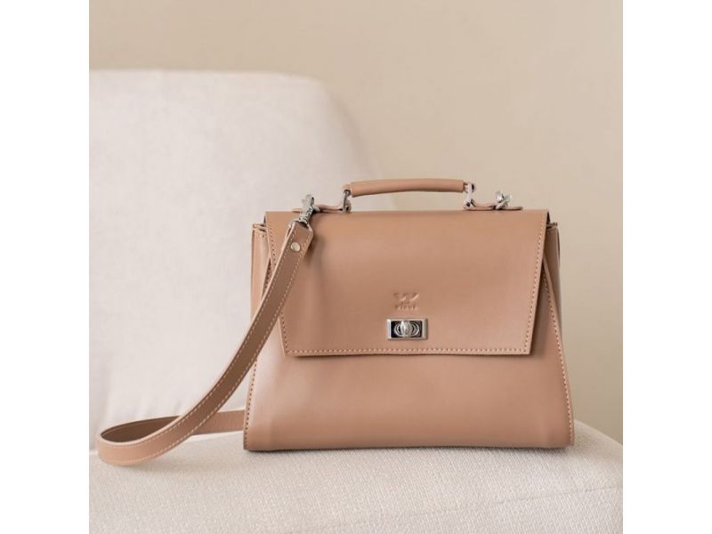 Женская кожаная сумка Classic карамель краст, фото 7