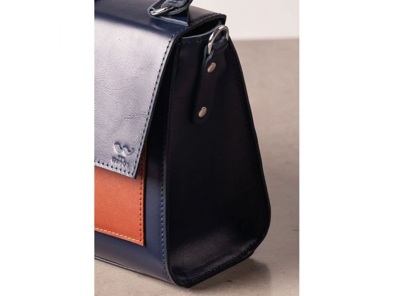 Женская кожаная сумка Ester сине-коричневая, фото 4