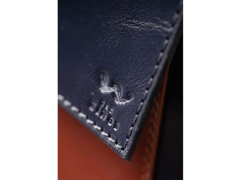 Женская кожаная сумка Ester сине-коричневая, фото 6