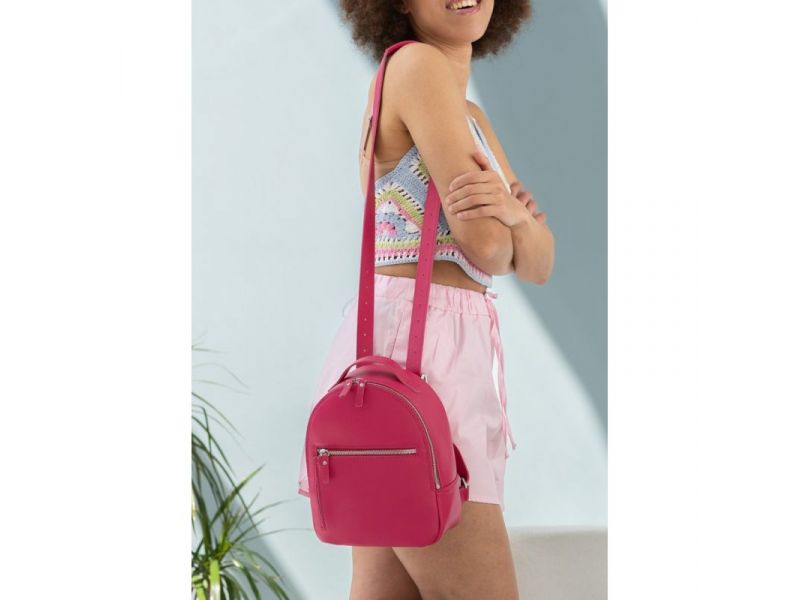 Кожаный рюкзак Groove S фуксия, фото 3