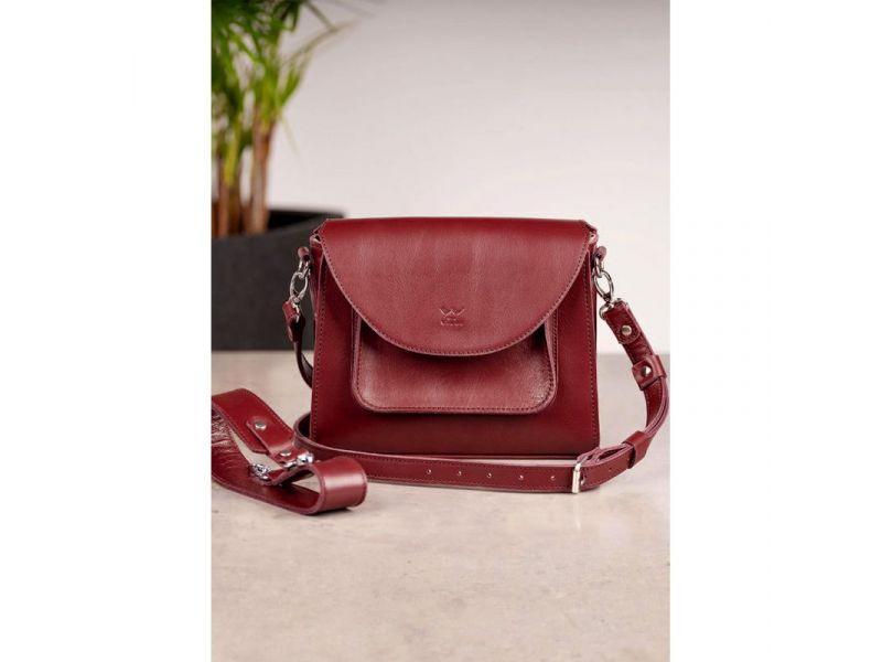 Женская кожаная сумка Liv бордовая, фото 1