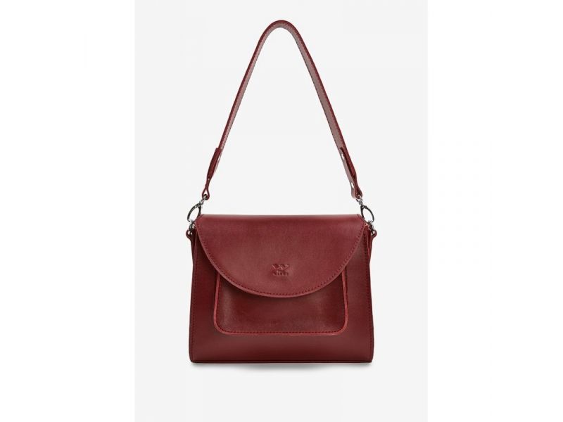 Женская кожаная сумка Liv бордовая, фото 3