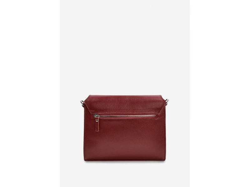 Женская кожаная сумка Liv бордовая, фото 7