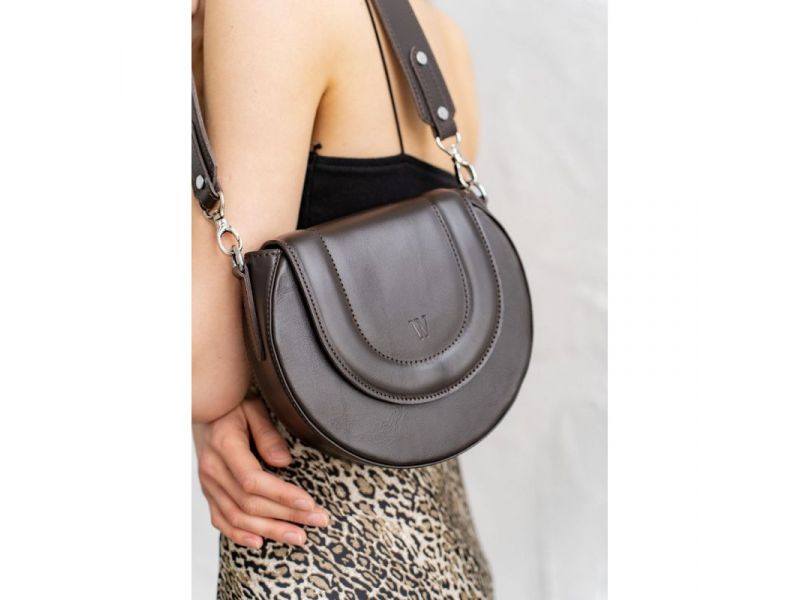 Женская кожаная сумка Mandy темно-коричневая, фото 2