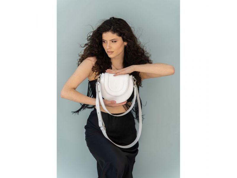 Женская кожаная сумка Mandy белая, фото 1