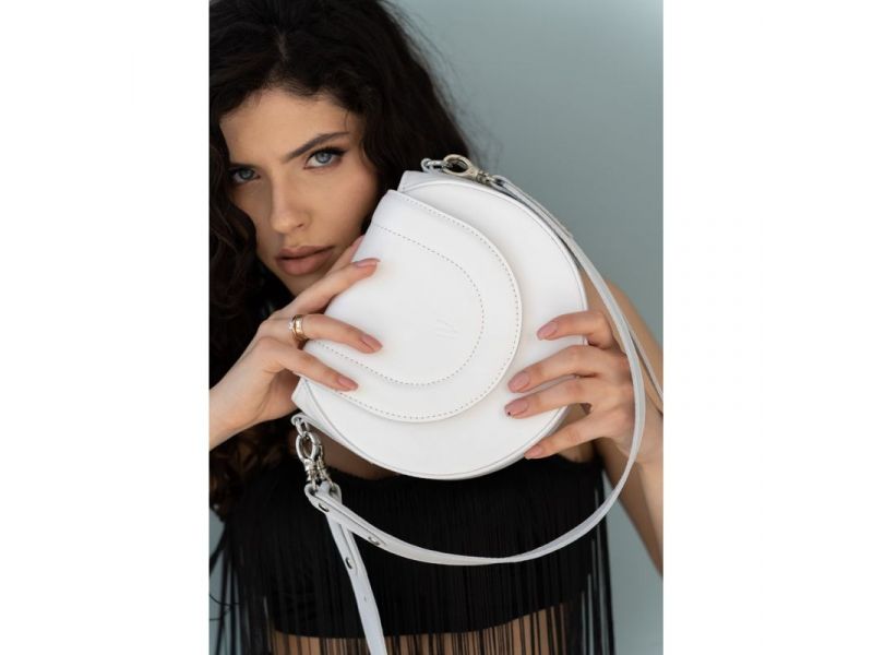 Женская кожаная сумка Mandy белая, фото 2