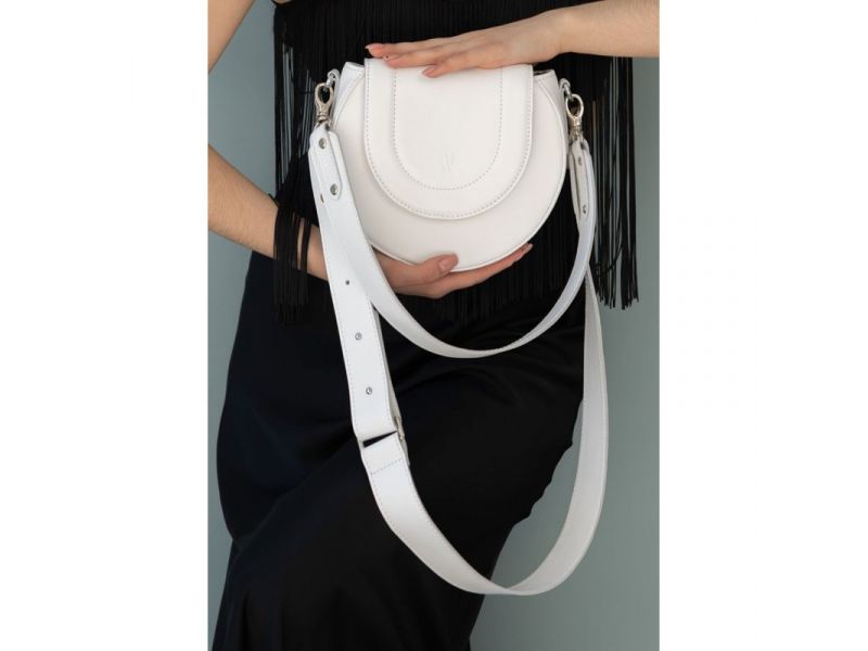 Женская кожаная сумка Mandy белая, фото 3