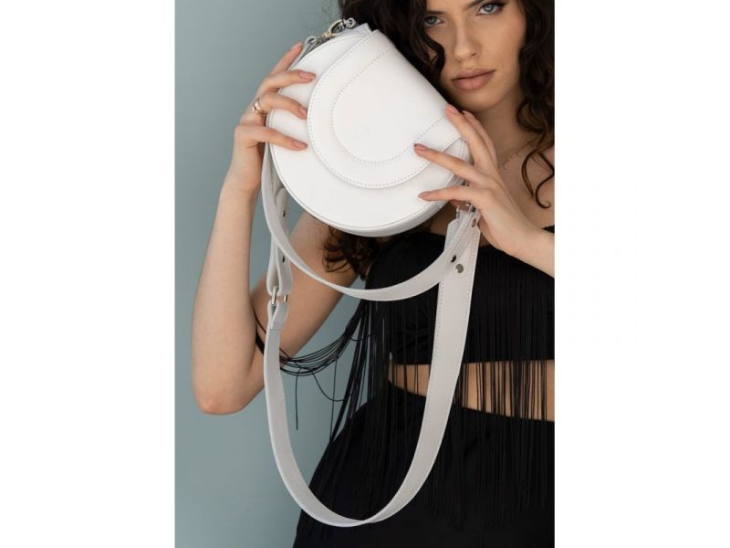 Женская кожаная сумка Mandy белая, фото 6