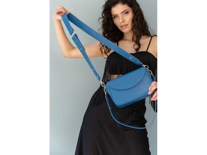 Женская кожаная сумка Molly ярко-синяя, фото 7