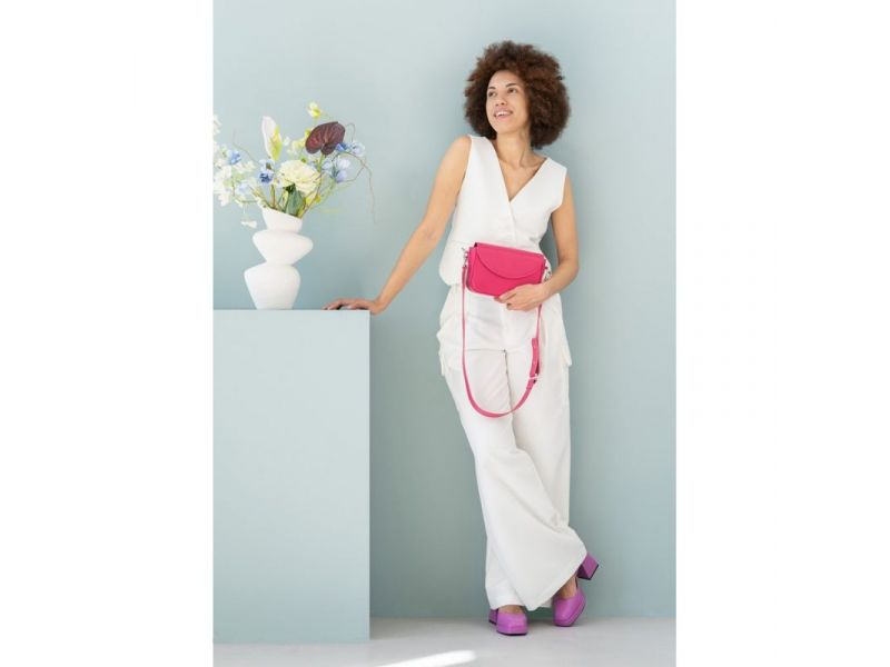 Женская кожаная сумка Molly фуксия, фото 1