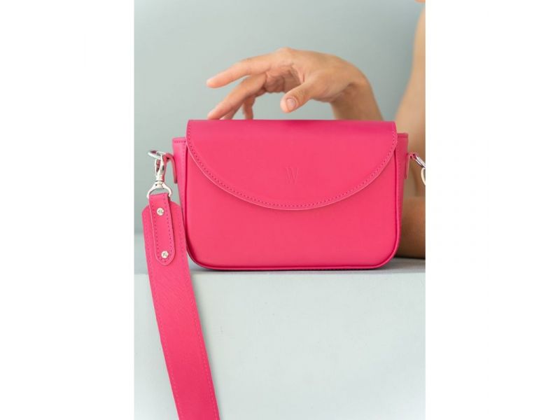 Женская кожаная сумка Molly фуксия, фото 2