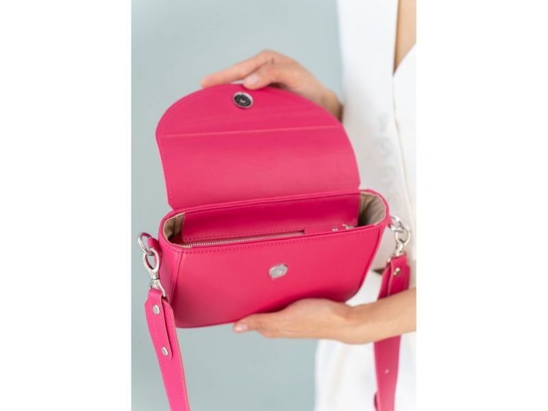 Женская кожаная сумка Molly фуксия, фото 4