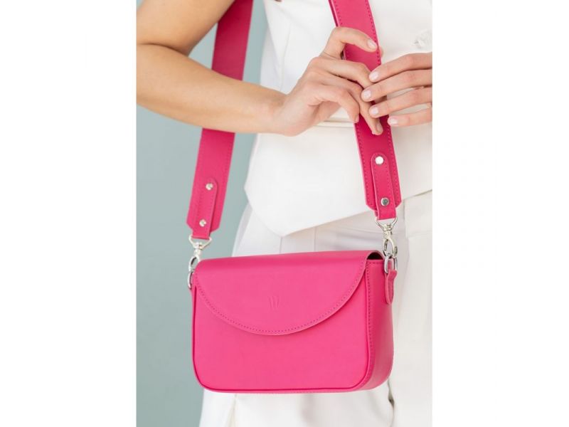 Женская кожаная сумка Molly фуксия, фото 5