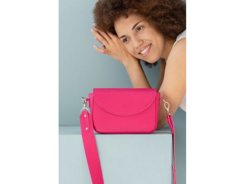 Женская кожаная сумка Molly фуксия, фото 6