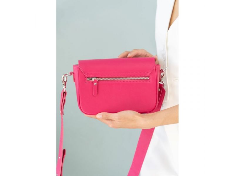 Женская кожаная сумка Molly фуксия, фото 7