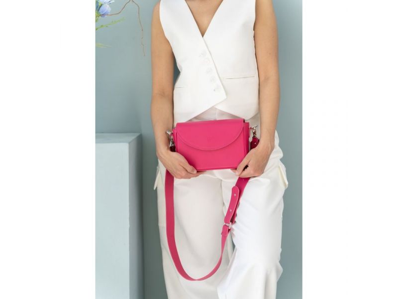 Женская кожаная сумка Molly фуксия, фото 8
