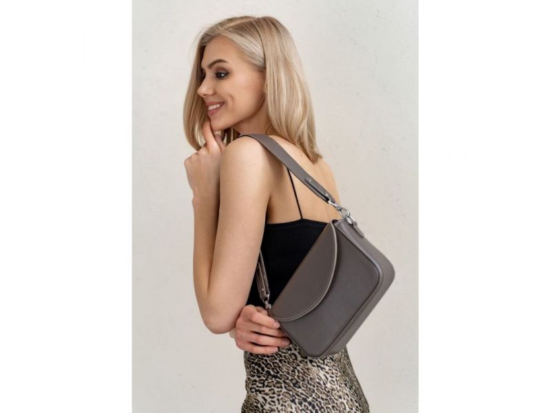 Женская кожаная сумка Molly темно-бежевая (мокко), фото 4