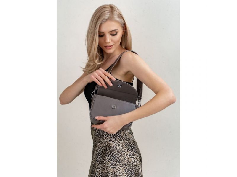 Женская кожаная сумка Molly темно-бежевая (мокко), фото 5