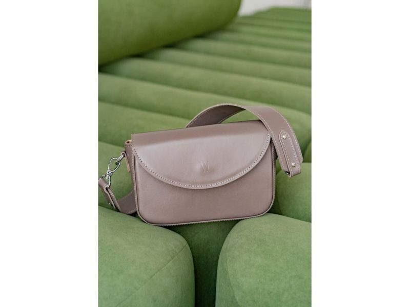 Женская кожаная сумка Molly темно-бежевая (мокко), фото 6