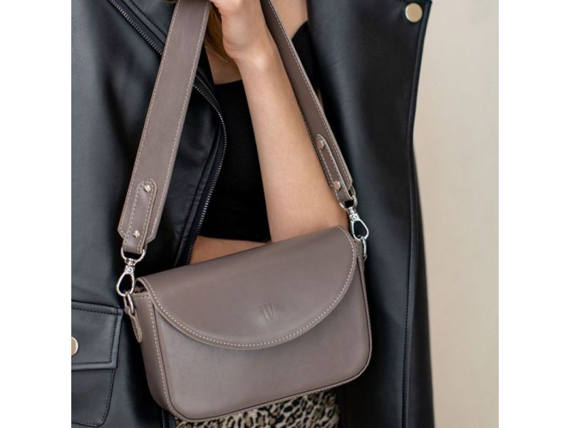 Женская кожаная сумка Molly темно-бежевая (мокко), фото 7