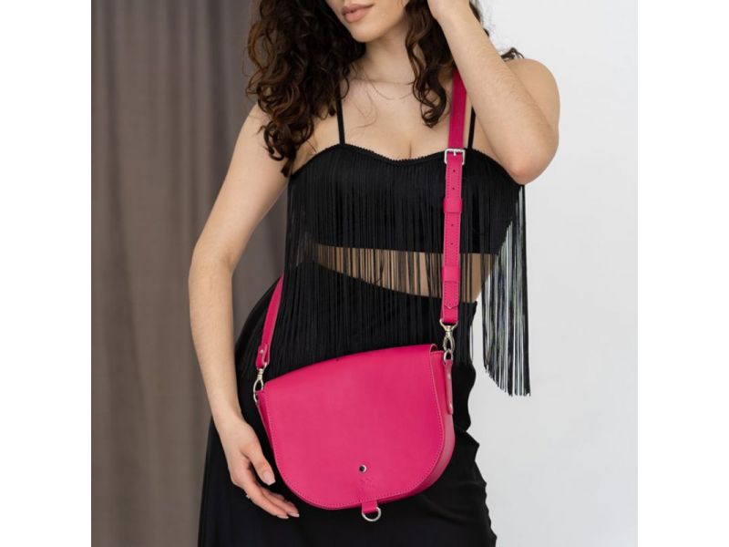 Женская кожаная сумка Ruby L фуксия, фото 7