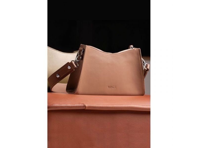 Женская кожаная сумка Sally карамель краст, фото 3