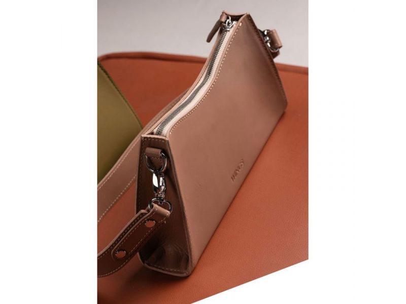 Женская кожаная сумка Sally карамель краст, фото 4