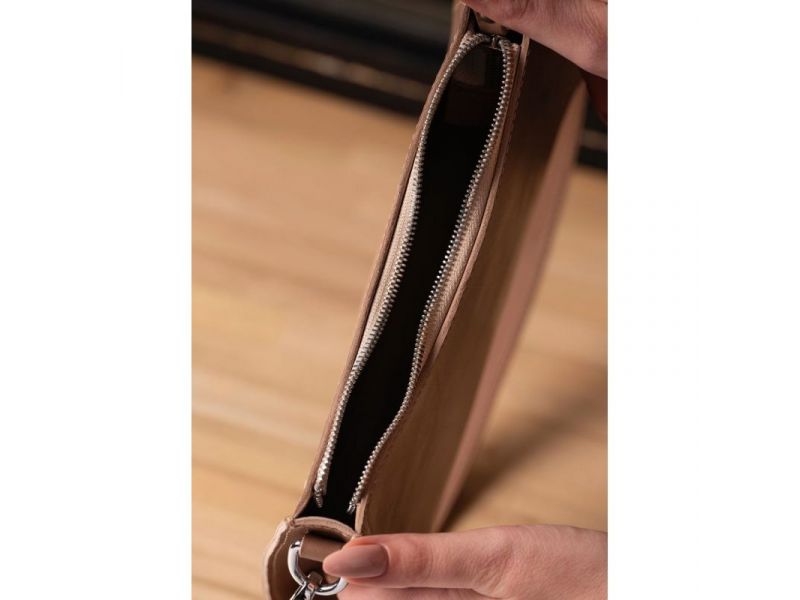 Женская кожаная сумка Sally карамель краст, фото 5