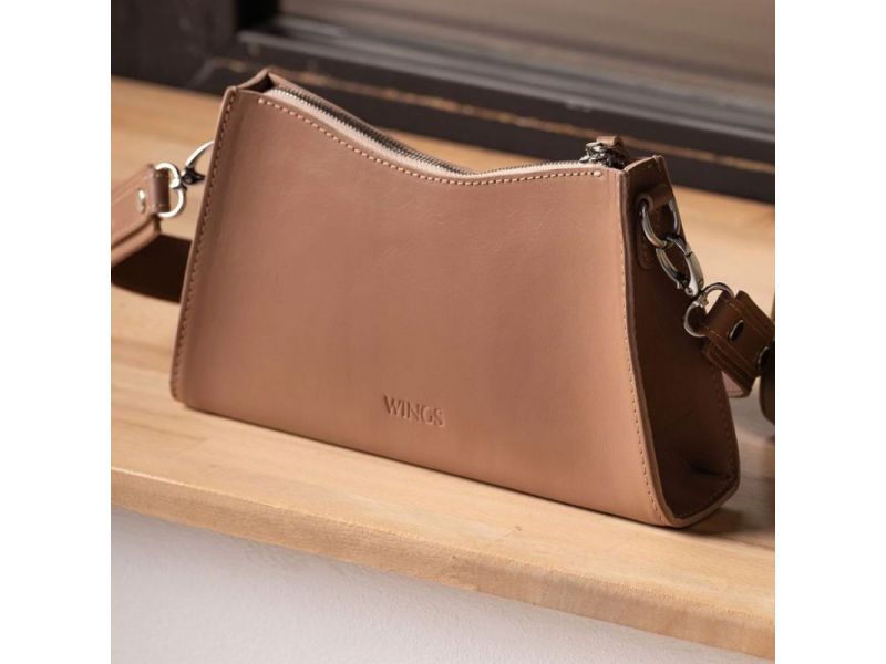 Женская кожаная сумка Sally карамель краст, фото 8