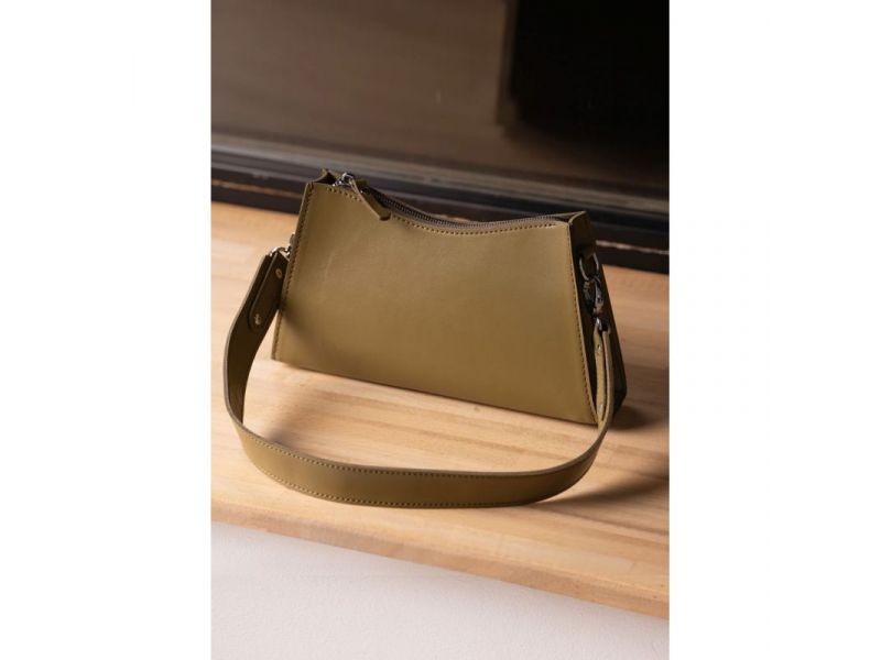 Женская кожаная сумка Sally оливковая, фото 2