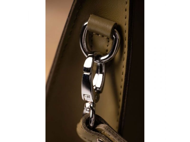 Женская кожаная сумка Sally оливковая, фото 6