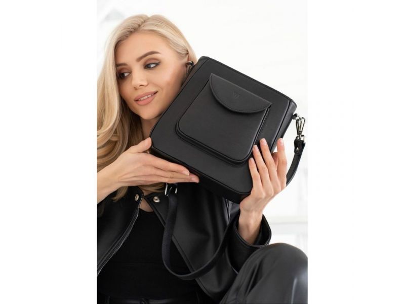 Женская кожаная сумка Stella черная, фото 1