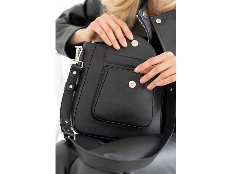 Женская кожаная сумка Stella черная, фото 7