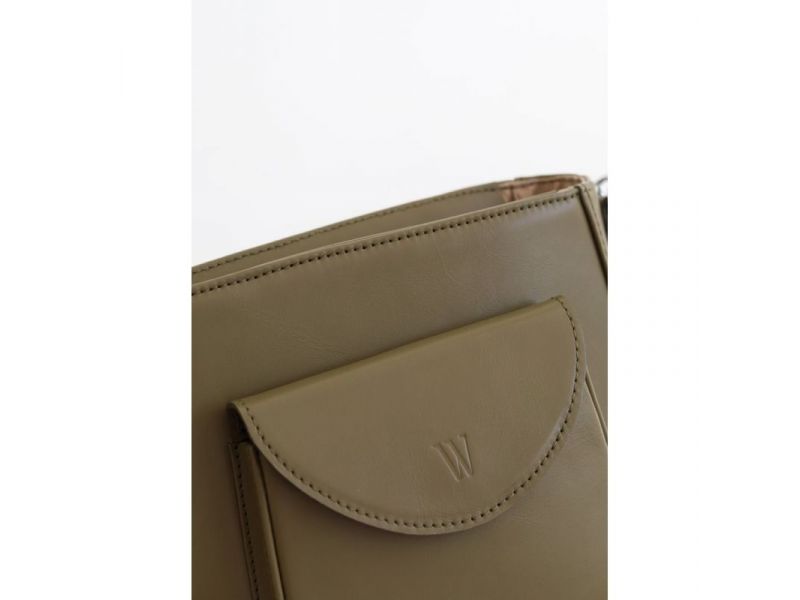 Женская кожаная сумка Stella оливковая, фото 8