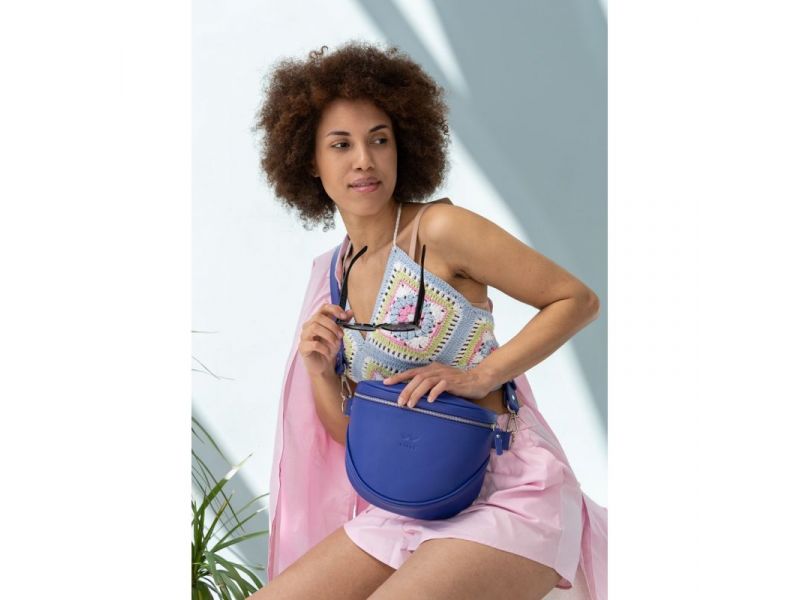 Кожаная сумка поясная-кроссбоди Vacation фиолетовый флотар, фото 5