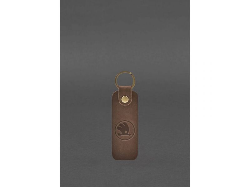 Кожаный брелок для Авто Skoda темно-коричневый Crazy Horse, фото 1