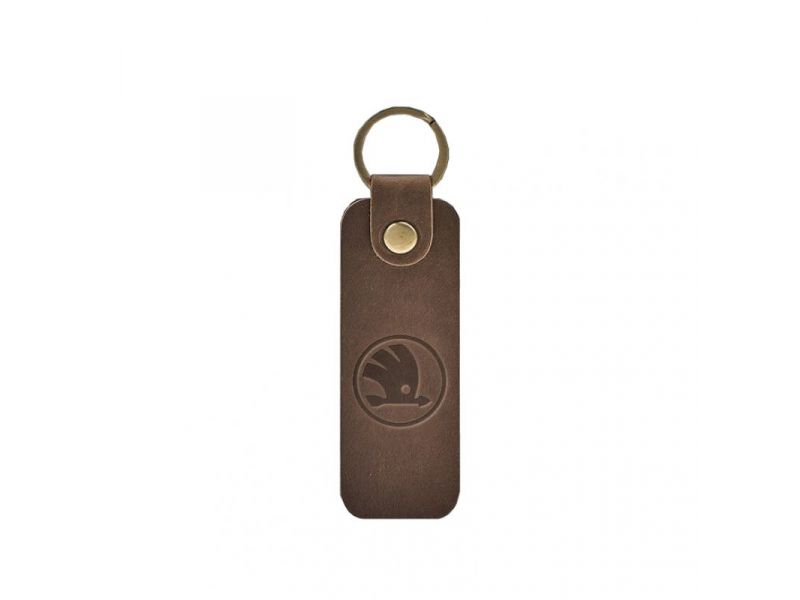 Кожаный брелок для Авто Skoda темно-коричневый Crazy Horse, фото 4
