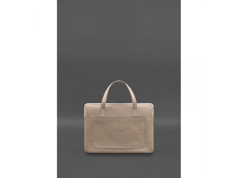 Кожаный чехол с ручками для ноутбука 13 дюйм Светло-бежевый, фото 1