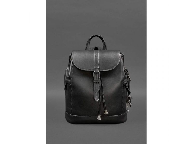 Кожаный женский рюкзак Олсен черный краст, фото 2