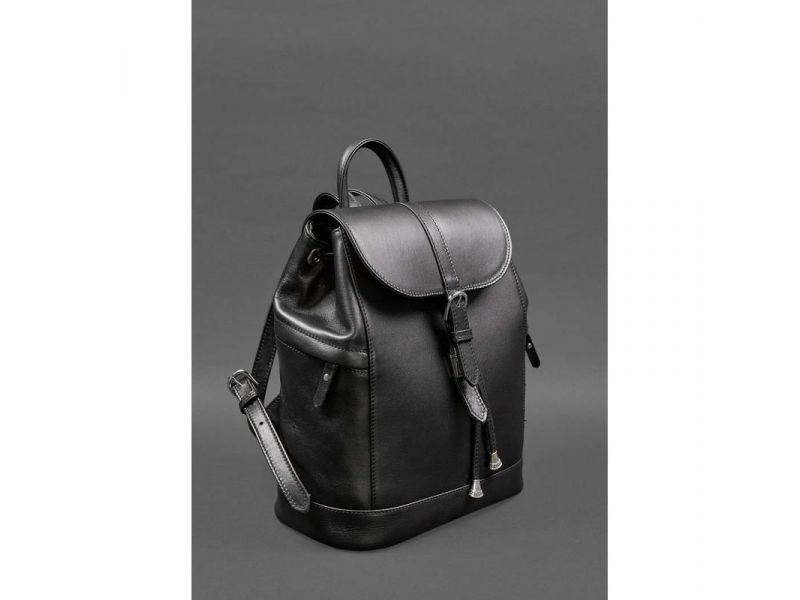 Кожаный женский рюкзак Олсен черный краст, фото 3